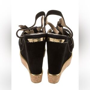 Jimmy Choo, black suede wedged heel
